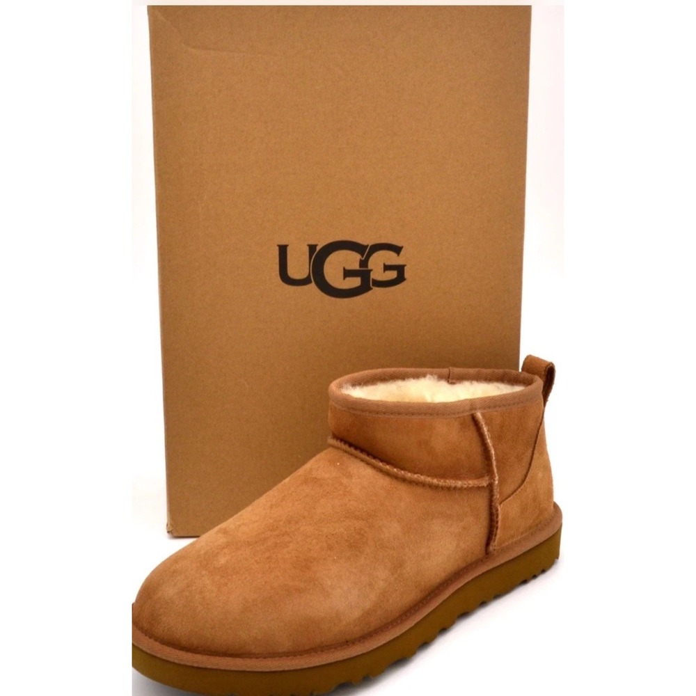 UGG CLASSIC ULTRA MINI BOOT CHESTNUT BROWN SUEDE / WOOL - MEN'S SIZE 14